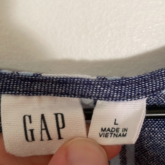 GAP Linen Blend Blue & White Stripe Shift Dress, Size Large EUC Summer Comfort - Picture 2 of 7
